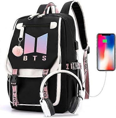 Ubiuo Kpop BTS -koulurepputuotteet, sisältää opiskelijoille sopivat USB- ja äänikaapeliliitäntäkatkaisijat, BTS-kannettavan reput ja rento reppu