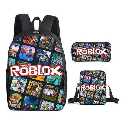 Roblox-koululaukku lasten reppu tai lounaslaukku tai kynäkotelo tai 3kpl setti dinosaurusprinttireppu lapsille B4 Only Schoolbag