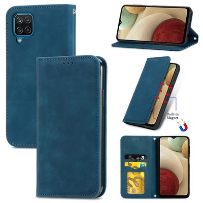 Gangxun Sag til Samsung Galaxy A12 Magnetisk lukning Læder Tegnebog Cover Housse Etui Shockproof - Blue