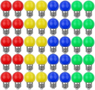 40X värilliset LED-lamput E27 koriste- ja muotoiluvalo 240 lumenia AC220V-240V koristevalaisin sekavärit punainen keltainen sininen vihreä [EQ
