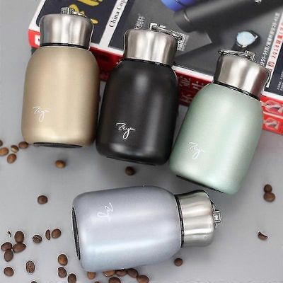 Mini Coffee Thermos kannettava matkavesipullo eristetty lämpöpullo Musta(300ml)