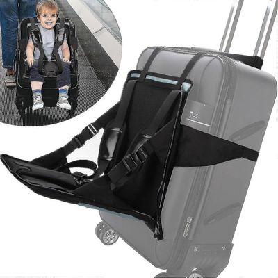 Vauvan matkaistuin matkatavaroille, lasten päältä ajettava matkalaukkuistuin, protable taitettava matkalaukkuistuin turvavyöllä vauvan mukavuuksiin...