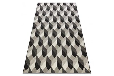 RugsX Tæppe FLAT 48624/690 SISAL - 3d terning sort 120x170 cm
