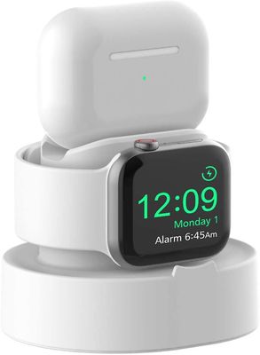 Timoom egnet for Apple watch og airpods ladebase kombinasjon, hvit