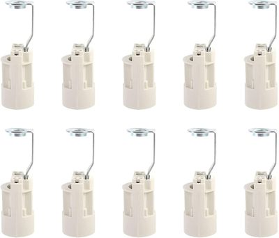 Linkrunning E14 pærebase justerbar E14 lampeudtag konverter E14 stikkontakter bajonetfatning lyslampeholder til LED-pære 10 stk (hvid 70mm)