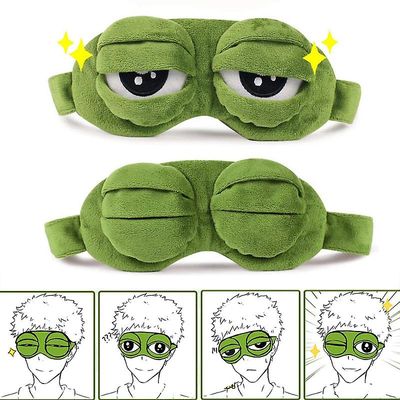Blød plys sovende øjenmaske Travel Sad Frog Eye Mask Polstret Rest Aid Eye Mask 3d Bind for øjnene Kid Voksen Eye Patch Slap Massager