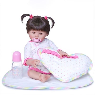 Genfødsel dukke 47cm hele kroppen handmadesoft silikone genfødt baby dukke bad legetøj dejlig pige dukke sød gave