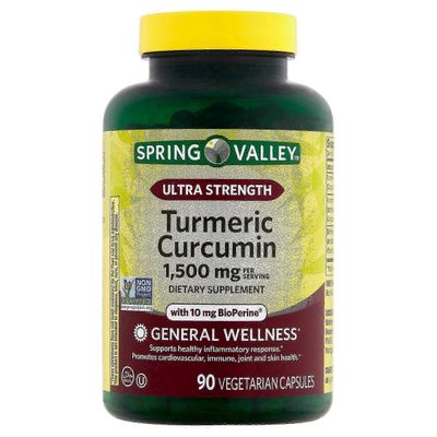 Spring Valley ultra styrka gurkmeja curcumin, 1500 mg, kosttillskott, 90 ea