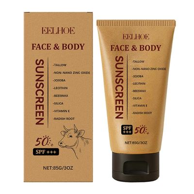 Naudanlihan tali aurinkovoide SPF50 luonnollinen mineraalisinkki aurinkosuojavoide rasvaton kosteusvoide kasvojen vartalon päivittäiseen käyttöön 85g