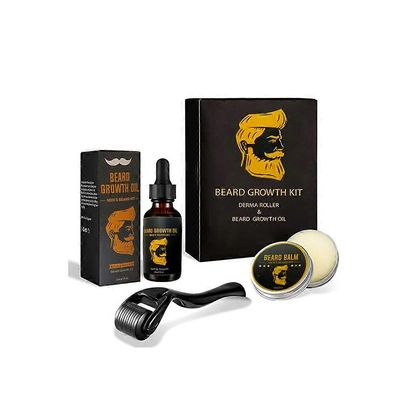 unbrand Roller Beard &; Hair Growth miehille, Beard Growth &; Grooming Kit miehille, Beard Roller - Beard Growth Serum Oil - Beard Balm 3kpl, Beard...