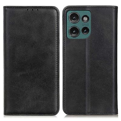 varten Motorola edge 50 Neo 5G kotelo jaettu nahka käännettävä lompakko puhelimen kansi - musta Monivärinen Black