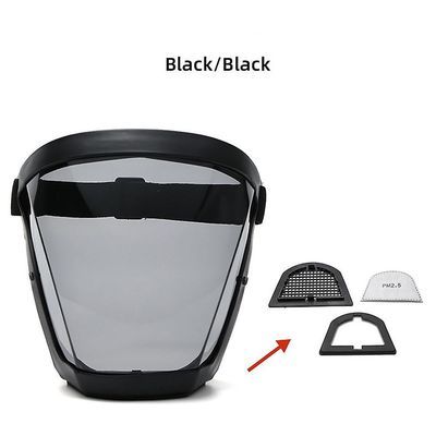Fuld ansigtsmaske Cykling Sports Sikkerhed Beskyttende Transparent Shield (Sort Ramme Grå flager)