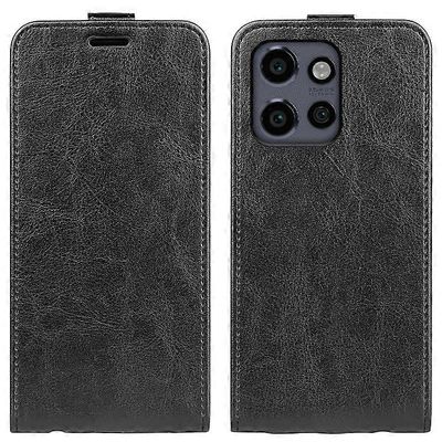 Yhteensopiva Motorola Edge 50 Neo 5G -kotelon kanssa, jossa on korttipaikat Pystysuora käännettävä nahkainen puhelimen kansi Musta