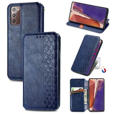 Kompatibel med Samsung Galaxy Note 20 Flip Case Etui Vintage Wallet Flip Cover med magnetisk lukning Coque - Blå