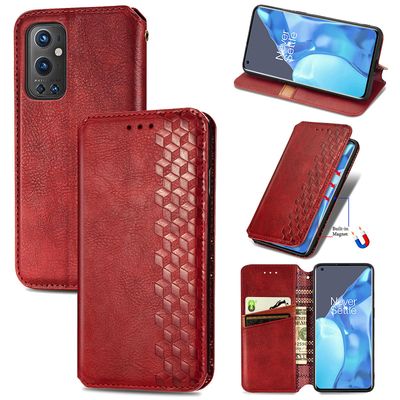 Kompatibel med Oneplus 9 Pro Flip Case Etui Vintage Wallet Flip Cover med magnetisk lukning Coque - Blå rød