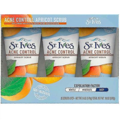 St. Ives Acne Control Apricot Scrub -pakkaus, 3 kpl