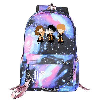 Htclv Magic School Wizards USB-opladningsrygsæk, shoolbag, rejsenotesbogstaske til børn, studerende - perfekte gaver af høj kvalitet 18
