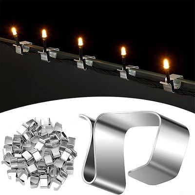 Frusde Julelyskroker, 50 stk takrennekroker for eventyrlys, rustfritt stål julelys hengende klipp, julelysrennekroker S - 20 x 14mm