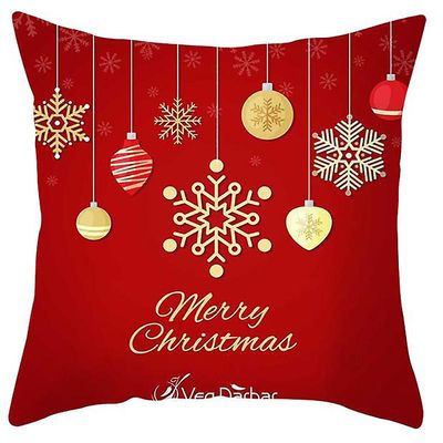 Varychmoo Glædelig jul Røde puder Cover Xmas Pudebetræk Home Decors K Glædelig jul Snefnug