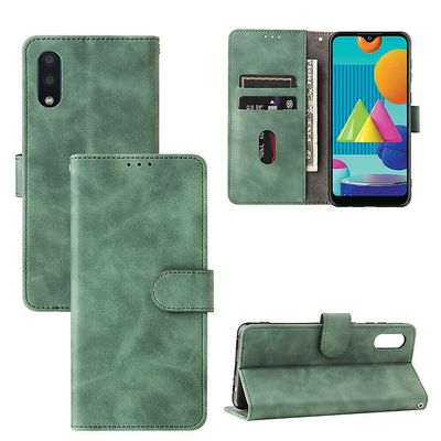 Etui til Samsung Galaxy A02 / M02 Cover Premium læder med kortholder Flip Folio magnetisk etui Etui Coque - sort Grøn