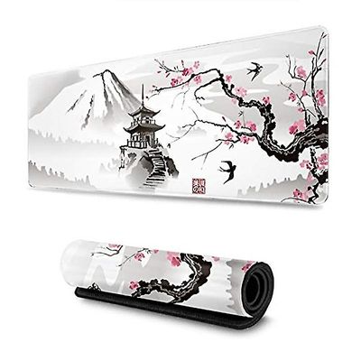 Baifus Musta valkoinen kirsikankukkahiirimatto Sakura Death Life Pidennetty pöytämatto 80x30 cm liukumaton kumipohja ommeltu reuna suuri Xl-leikkim...