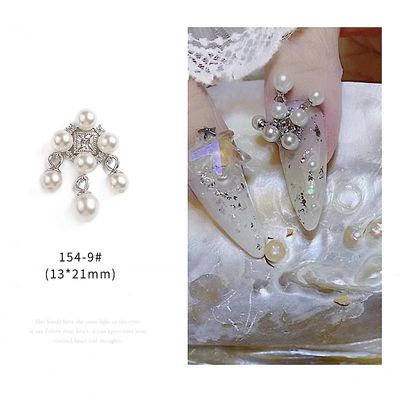 Nail Art smykker Pearl Skaldyr Søstjerner Love Pendant Ring Tide Nail Diamond 1549 sølv