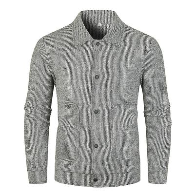 Cloudstyle Herre Lapel Slim Fit Strikket Cardigan jakke Grå L