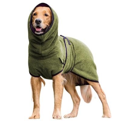 Mikasa Pet Hund Tøj Håndklæde Tørring Bathrobe Coat Hund Varmt tøj Armygrøn L