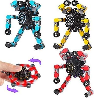 AIR 3pcs lysende Funny Sensory Fidget Spinners Legetøj med transformable Chain Mekanisk Spiral Twister