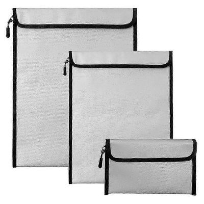 3 kpl tulenkestävä vedenpitävä raha tärkeä asiakirjapussi (2000) Hopea