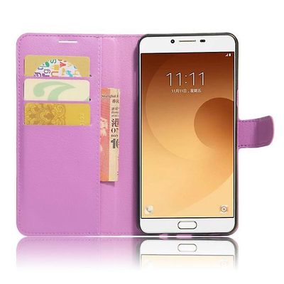 AIR Samsung Galaxy C10 Stødsikker Folio Læder Shell Sag - Lilla