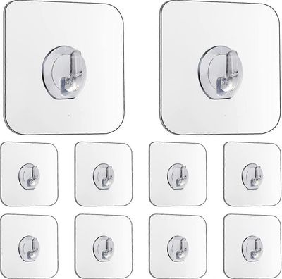 taikakoukut, läpinäkyvä itseliimautuva, irrotettava ilman nauloja raskaat tahmeat koukut keittiöön, kylpyhuoneeseen, oviseinään, 10 kpl musta gyg8-...