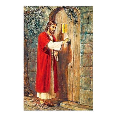Jeesus tuli koputtamaan ovelle timanttimaalaus pyöreä täysi pora uskonnollinen hahmo diy mosaiikki kirjonta 5d ristipisto lahjat 106114 15.7x19.6inch