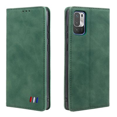 Etui til Xiaomi Redmi Note 10 5g Cover Magnetisk lukning Tegnebog Bog Flip Folio Stand View Læder cover Stødsikker - Grøn