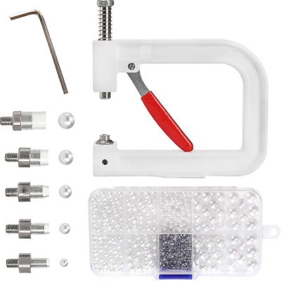 Helmenkiinnityskone, Helmien niittien kiinnityskone, 5 kokoa, Käsiprässihelmenkiinnitystyökalusarja hattuihin, Tee-se-itse-tarvikkeet Kuten