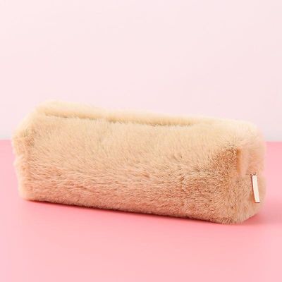 Cute Fashion Plys Lynlås Blyant Taske Brevpapir Pose, Khaki Color
