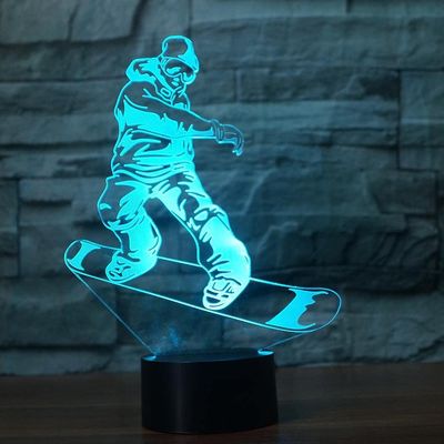 Veeki 3D lumilauta yövalo lamppu illuusio yövalo 7 väriä vaihtava kosketuskytkin pöytäpöytä koriste valaisimet akryyli litteä ABS-pohja USB