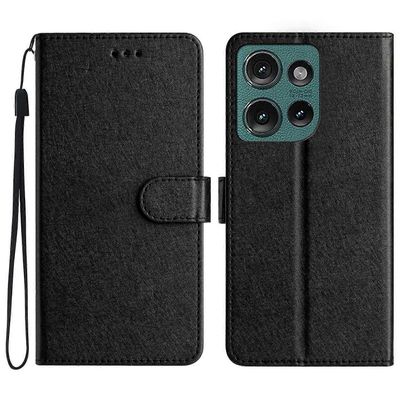 varten Motorola edge 50 5G lompakkokotelo nahka folio puhelimen kansi magneettilukko - musta Monivärinen Black