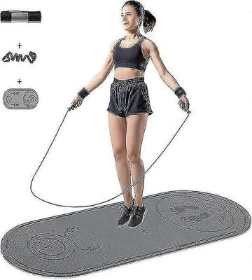 Jump Rope Mat Fitness Jump Mat, luistamattomat harjoitusmatot Harmaa 140cm*60cm*12mm