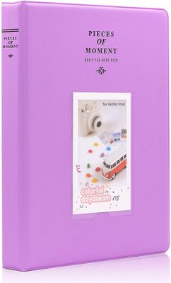 128 Lommer Mini Fotoalbum til Fujifilm Instax Mini 7s 8 8+ 9 25 26 50s 70 90 Instant Camera & Name Card Lavendel