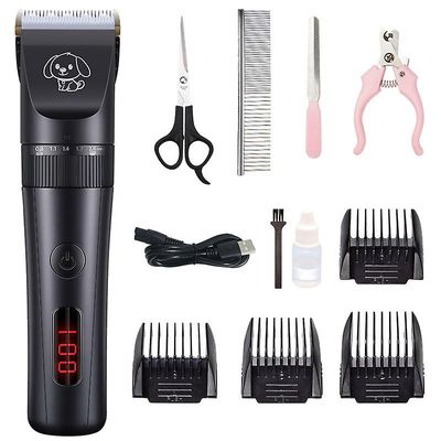 Fantasia Pet Kat og hund Barbere Hair Comb D9 Push Hår saks Black Set 1