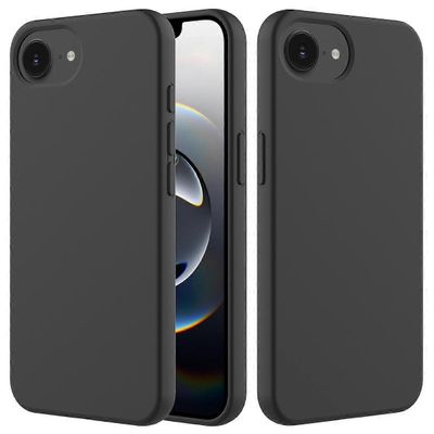 iPhone 16e -kotelolle pudotuskestävä nestemäinen silikoni pehmeä vuori puhelimen kansi - musta Monivärinen Black