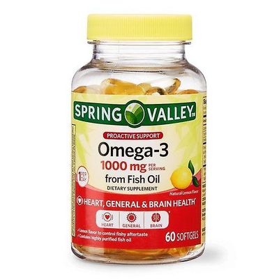 Spring Valley Omega-3 kalaöljystä, ennakoiva tuki, 1000 mg, 60 laskea