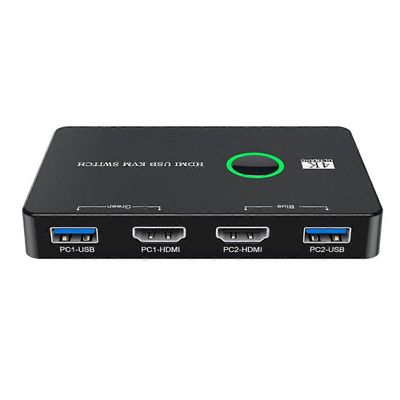 USB3.0 KVM -kytkinvalitsin kahdelle tietokoneelle, jotka jakavat hiiren näppäimistötulostimen 1 HD-näytön tukeen 4 Musta