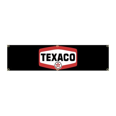 Otwoo 60x240cm Texacos gassolje banner billedvev polyester trykt flagg garasje eller utendørs til dekorasjon Som bilde 6 hull 75 x 300cm