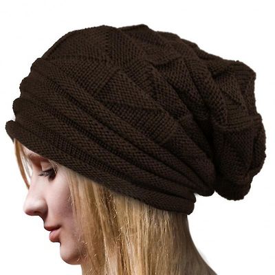 Besser Herre Dame Strikket Slouch Hue Cap Varmere Kaffe