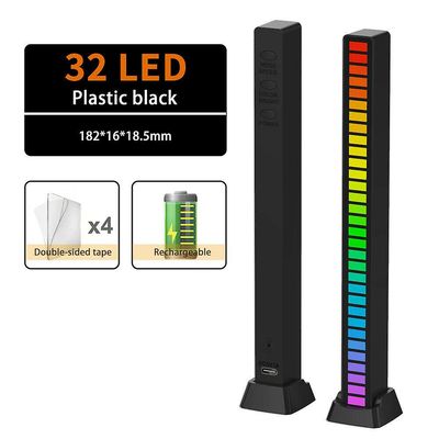 RGB RytmeGenkendelse Lys lydstyring lyser musik reaktiv atmosfære lampe Sort USB Rechargeable