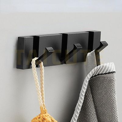 Zch Foldbar håndklædeholder til badeværelse køkken soveværelse korridor All Black 3 Hook