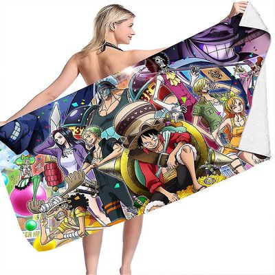 ONE PIECE 70x150cm Tegneserie Badehåndkle Badehåndklær Badehåndklær Komfortabelt mikrofiberteppe WHBYV B