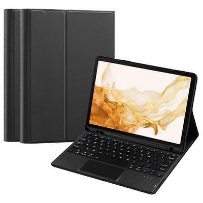Samsung Galaxy Tab S8+ / S7+ PU nahkajalustan suojakansi + irrotettava näppäimistö Pen Sl: llä